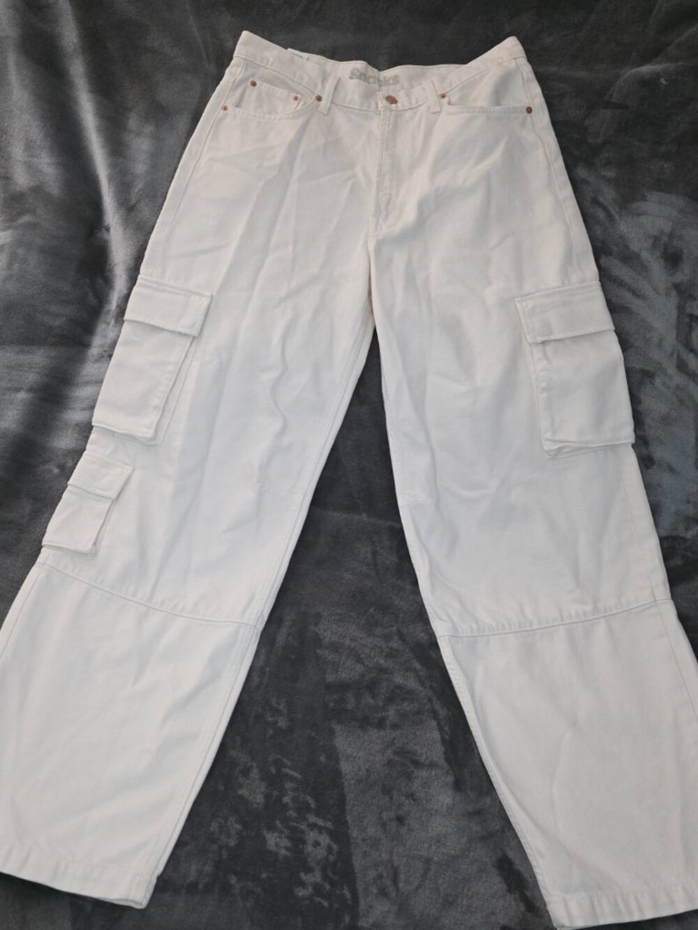 Mother Snacks White Cotton Denim Cargo Pants Size 30